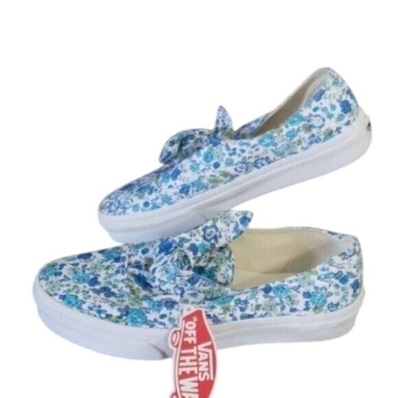 New Vans Womens Authentic Knot Ditsy Floral Blue Slip On Shoes Size 7.5 Feminine - Picture 1 of 9